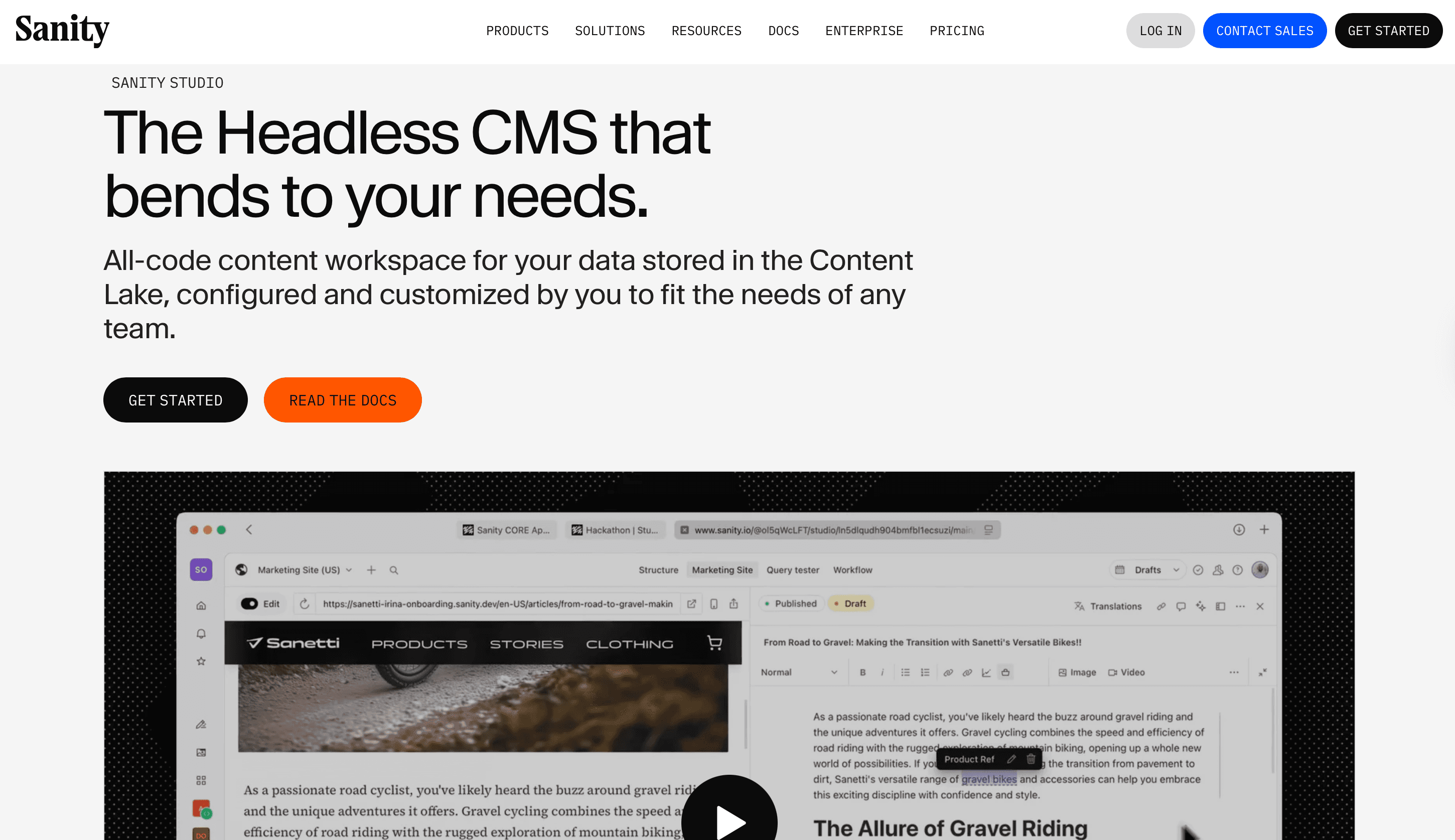 Sanity as an option for a headless CMS platform.