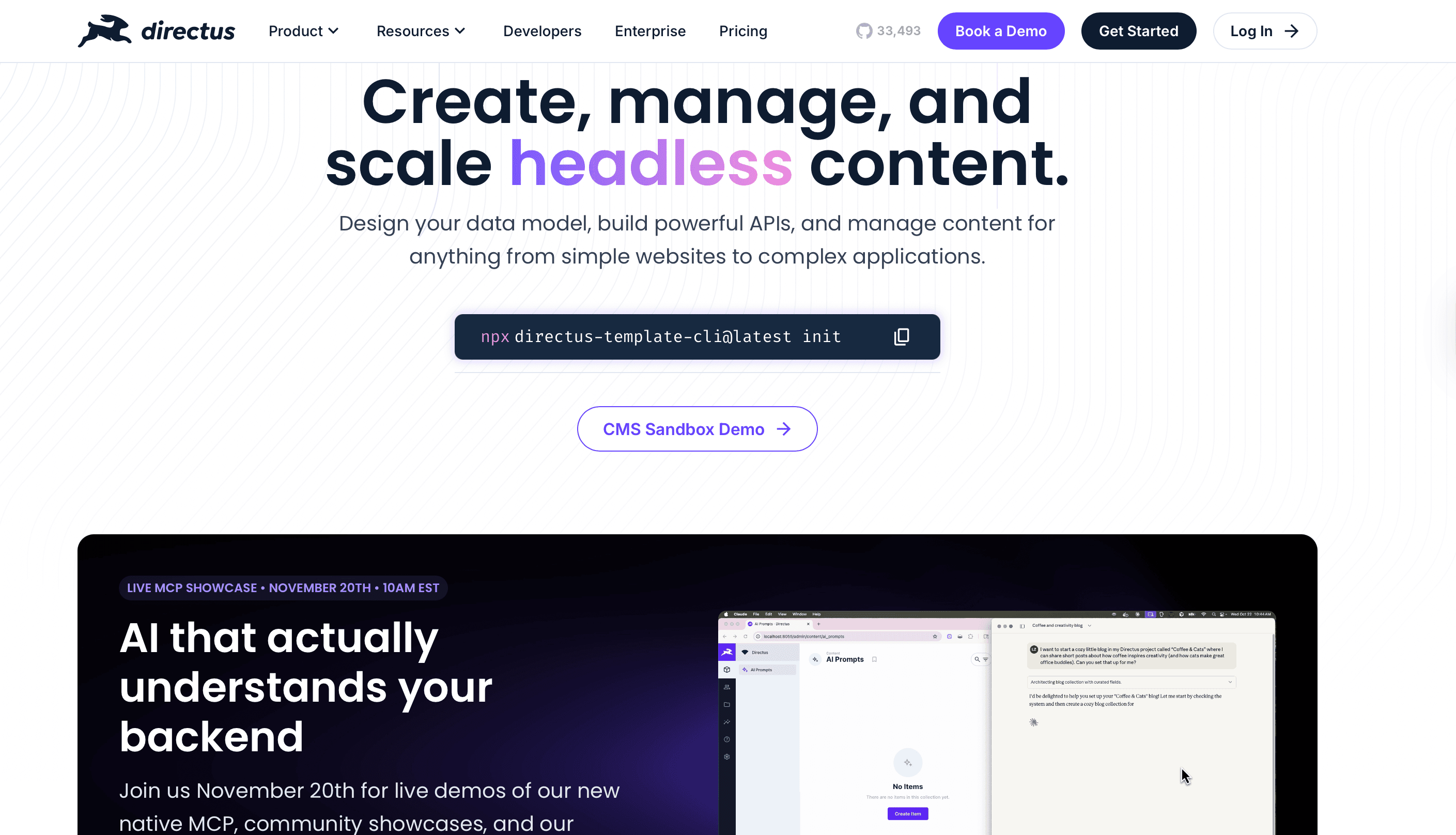Directus as an option for a headless CMS platform.